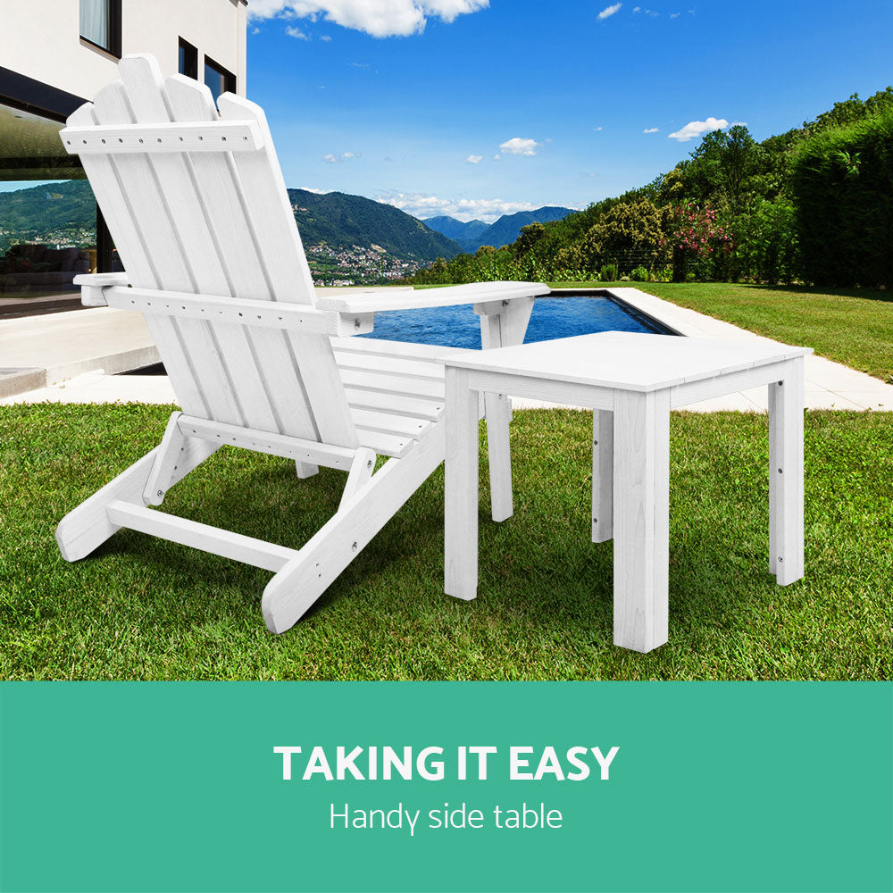 Ruben Wooden Outdoor Side Beach Table - White