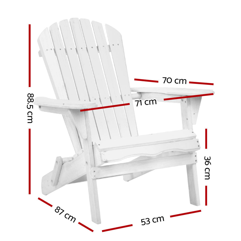 Timothy Adirondack Outdoor Beach Chair Furniture Patio Garden - White