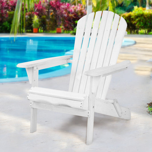 Timothy Adirondack Outdoor Beach Chair Furniture Patio Garden - White