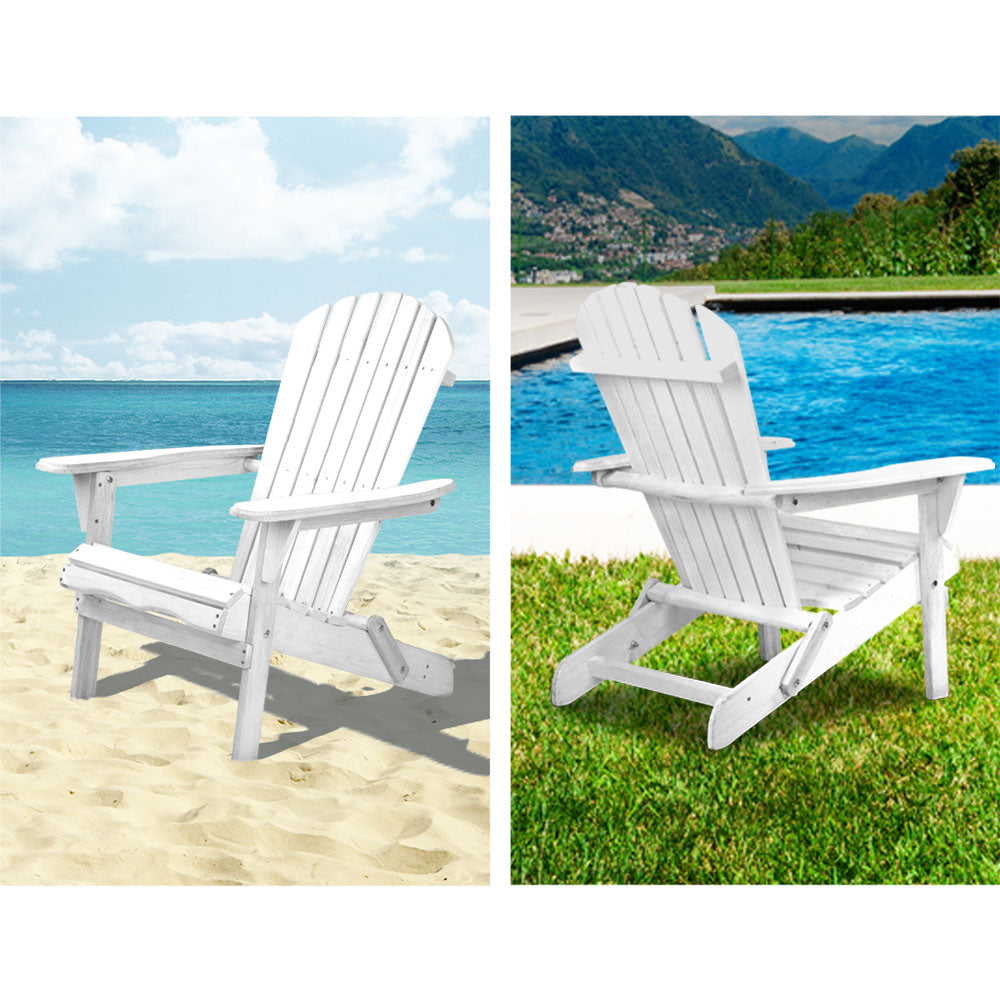 Timothy Adirondack Outdoor Beach Chair Furniture Patio Garden - White