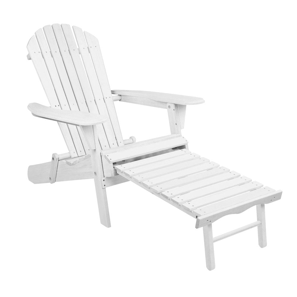 Timothy Adirondack Outdoor Sun Lounge Beach Chair Furniture Patio Garden - White