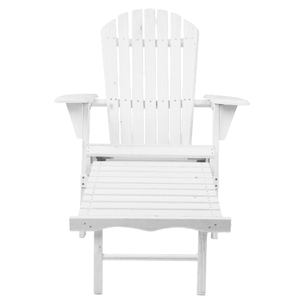 Timothy Adirondack Outdoor Sun Lounge Beach Chair Furniture Patio Garden - White