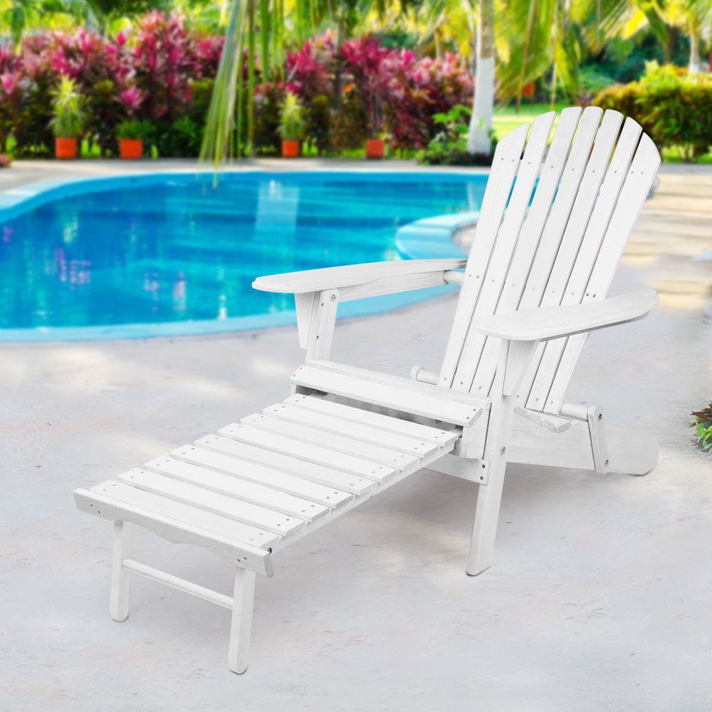 Adirondack Gardeon Sun Lounge Outdoor Chairs Wooden Foldable Patio Furniture