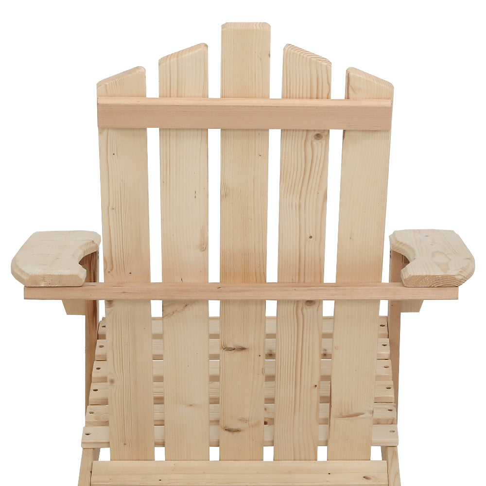 Adirondack Gardeon 3PC Outdoor Table and Chairs Wooden Beach Chair Natural