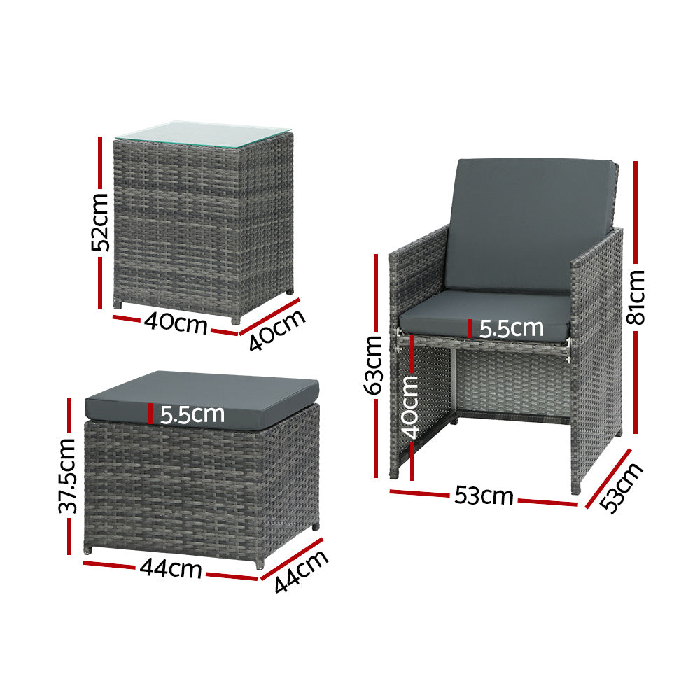 Yateley Recliner Chairs Wicker Lounger Outdoor Furniture Patio Sofa - Grey