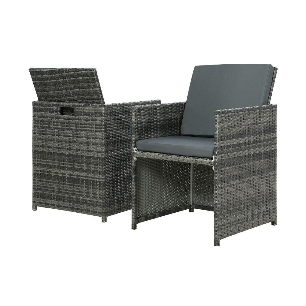 Yateley Recliner Chairs Wicker Lounger Outdoor Furniture Patio Sofa - Grey