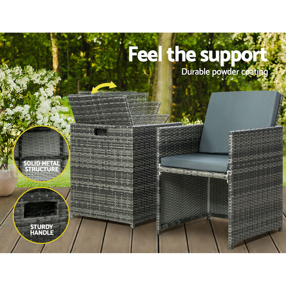 Yateley Recliner Chairs Wicker Lounger Outdoor Furniture Patio Sofa - Grey