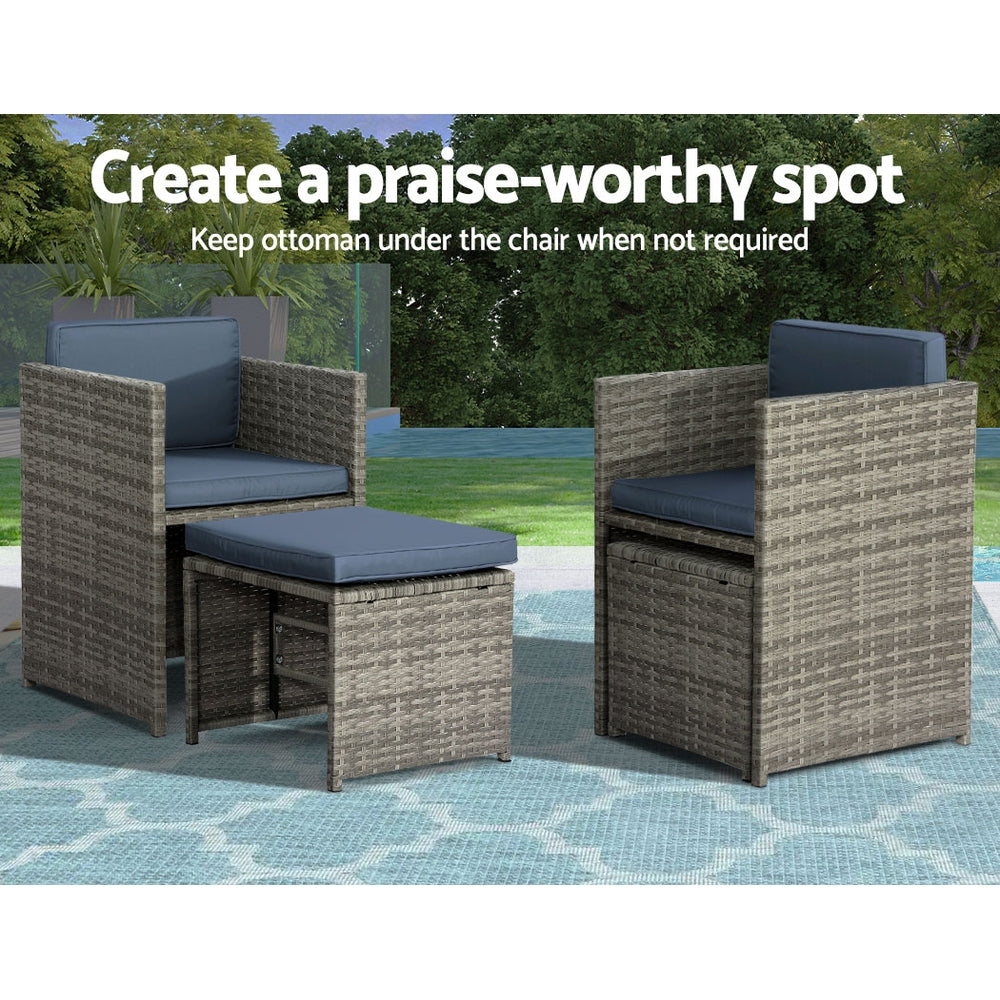 Waltham 10-Seater Table Chairs Patio Lounge Setting Furniture 11-Piece Outdoor Dining Set - Grey