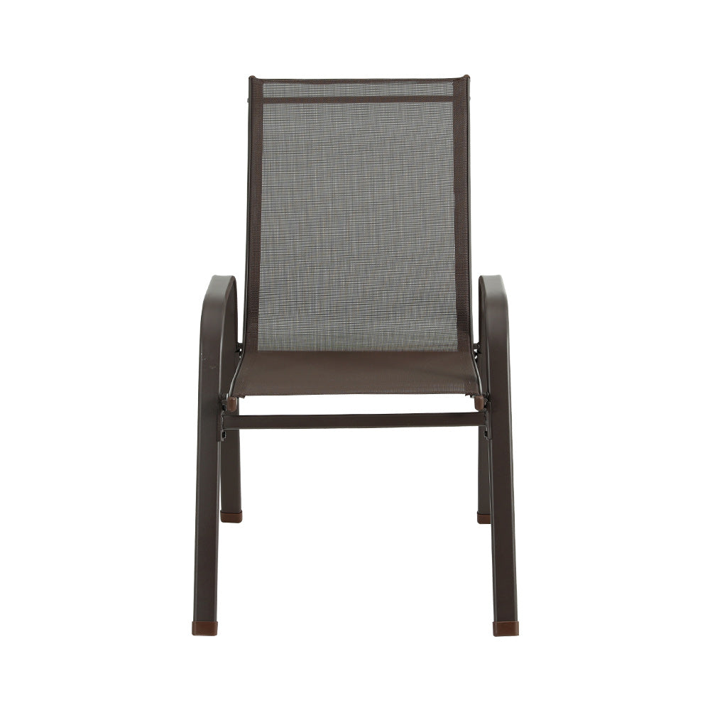 Broseley Set of 6 Outdoor Dining Chairs Stackable Chair Patio Garden Furniture - Brown
