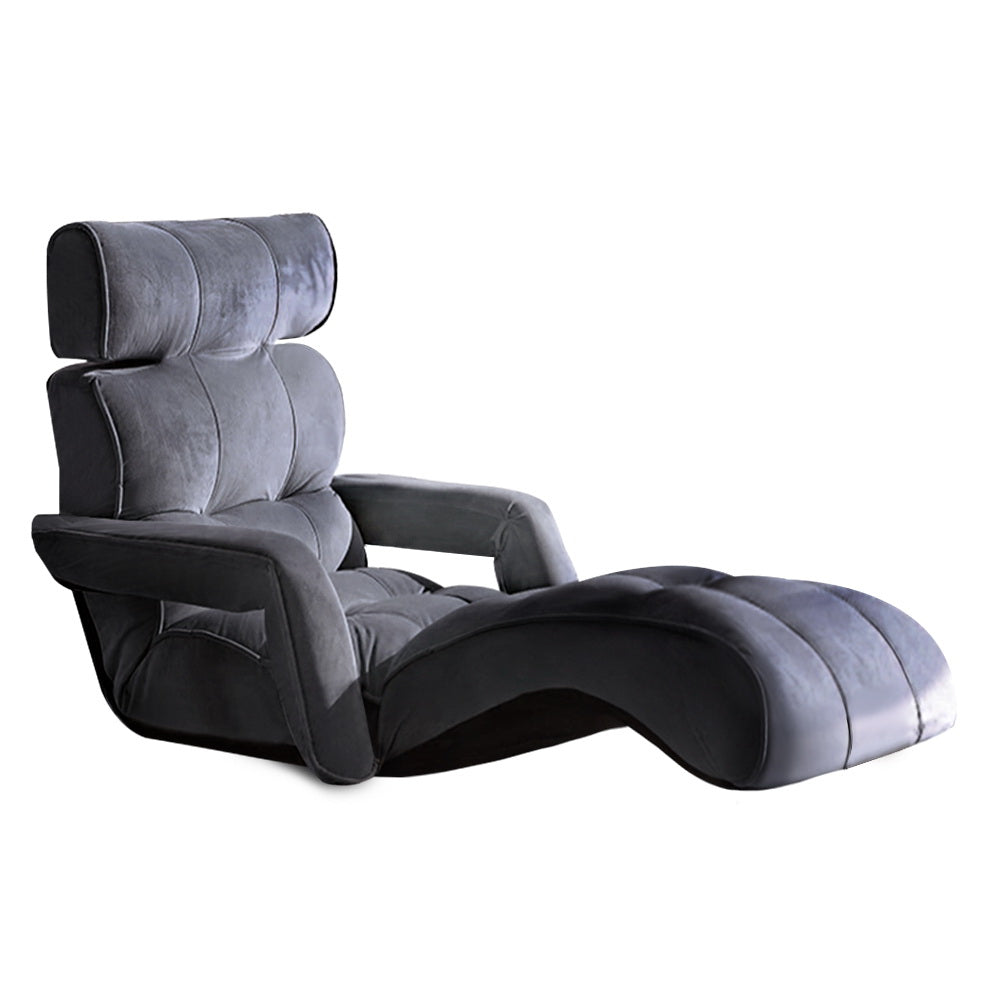 Margaret Adjustable Lounger with Arms - Charcoal