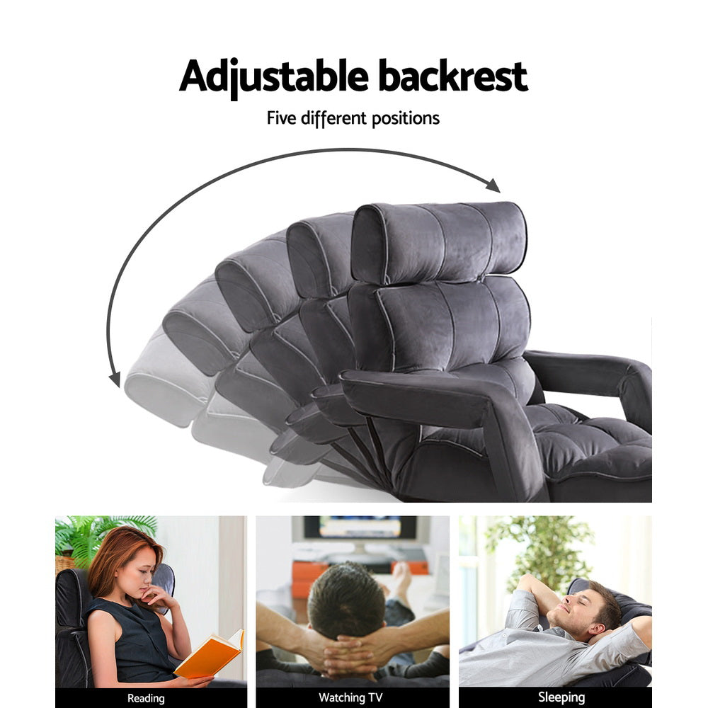 Margaret Adjustable Lounger with Arms - Charcoal