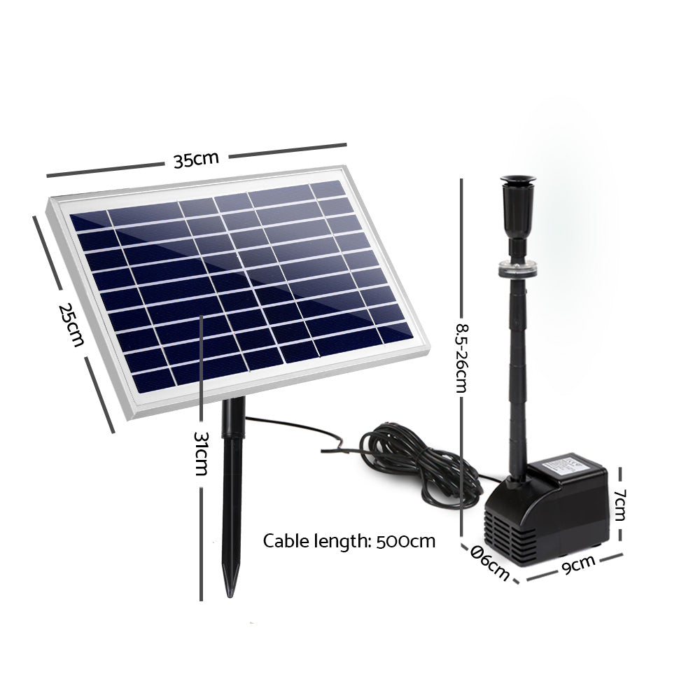 Solar Pond Pump Powered Water Fountain Outdoor Submersible Filter 6.6FT