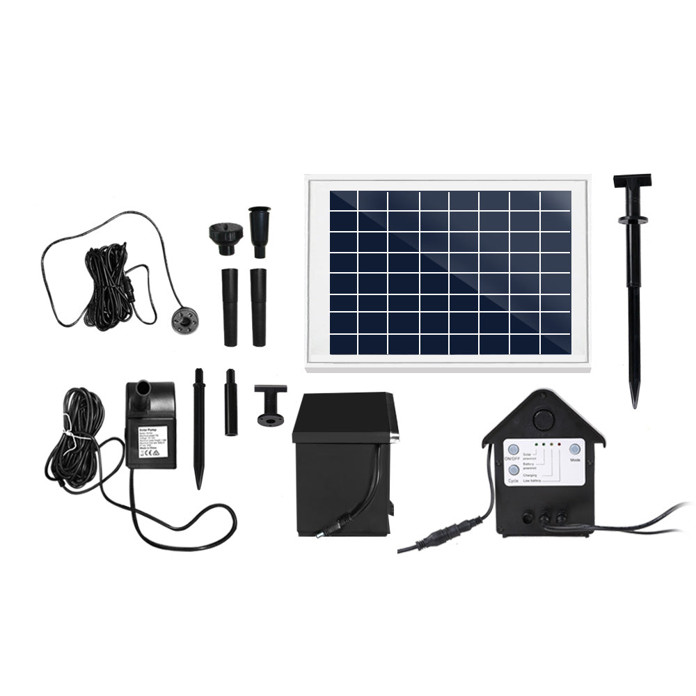 Solar Pond Pump Battery Powered Outdoor LED Light Submersible Filter