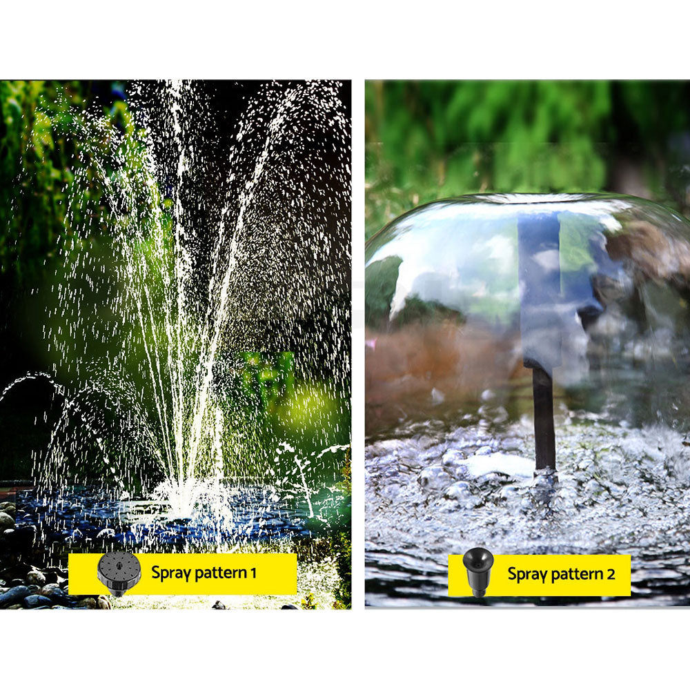 Solar Pond Pump with Battery Kit LED Lights 9.8FT