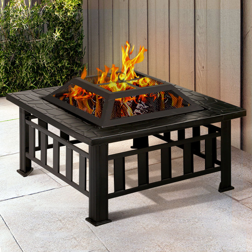 Outdoor Fire Pit BBQ Table Grill Fireplace Stone Pattern Online in