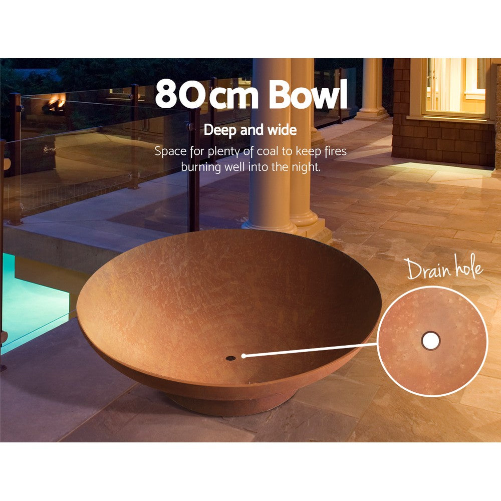 Outdoor Fire Pit Garden Charcoal Fireplace Patio Heater Vintage Pits 80CM