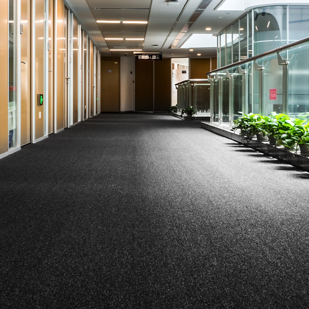 Roxine Set of 20 50x50 Carpet Tiles Box Heavy Commercial Retail Office Premium Flooring - Black