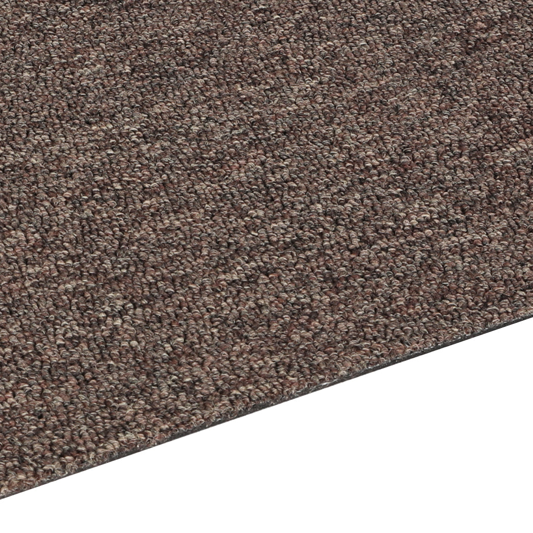 Roxine Set of 20 50x50 Carpet Tiles Box Heavy Commercial Retail Office Premium Flooring - Chocolate