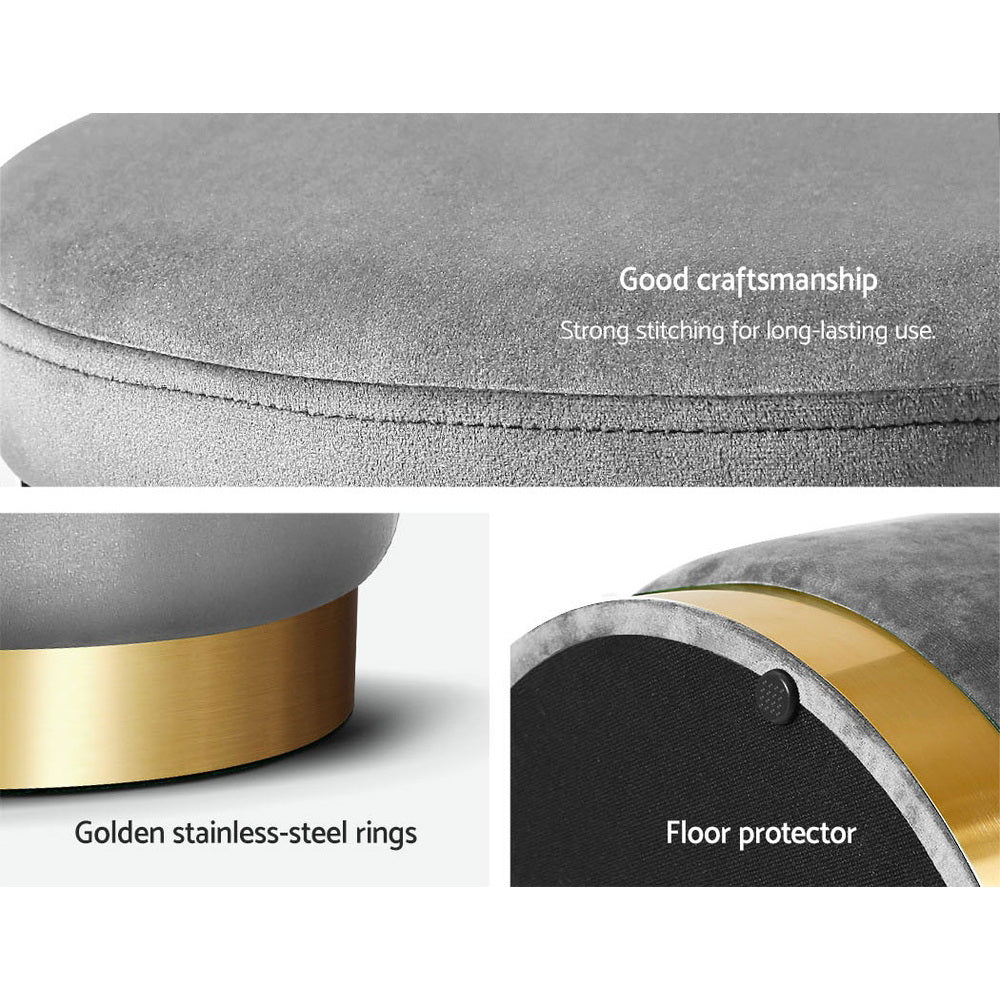 Round Velvet Ottoman Foot Stool Foot Rest Pouffe Padded Seat Footstool