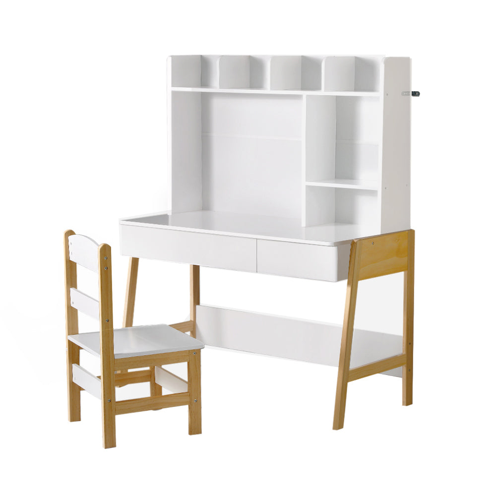 Pascale Kids Table & Chairs Set Study Play Toys Storage Desk Children Furniture - White & Wood