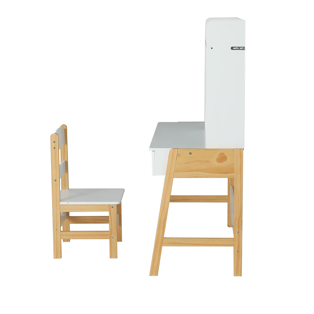 Pascale Kids Table & Chairs Set Study Play Toys Storage Desk Children Furniture - White & Wood