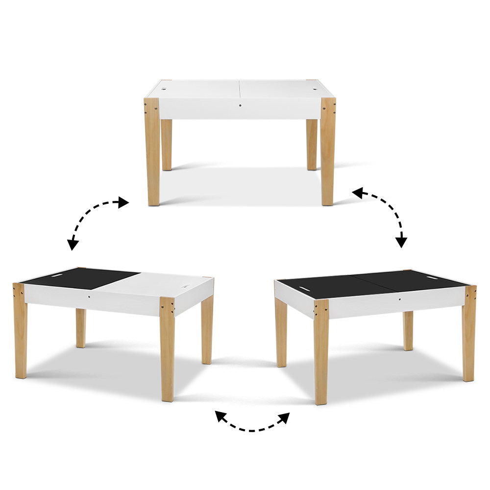 Pembroke 3-Piece Kids Table & Chairs Set Children Storage Study Desk Toy Play Game Chalkboard - Natural