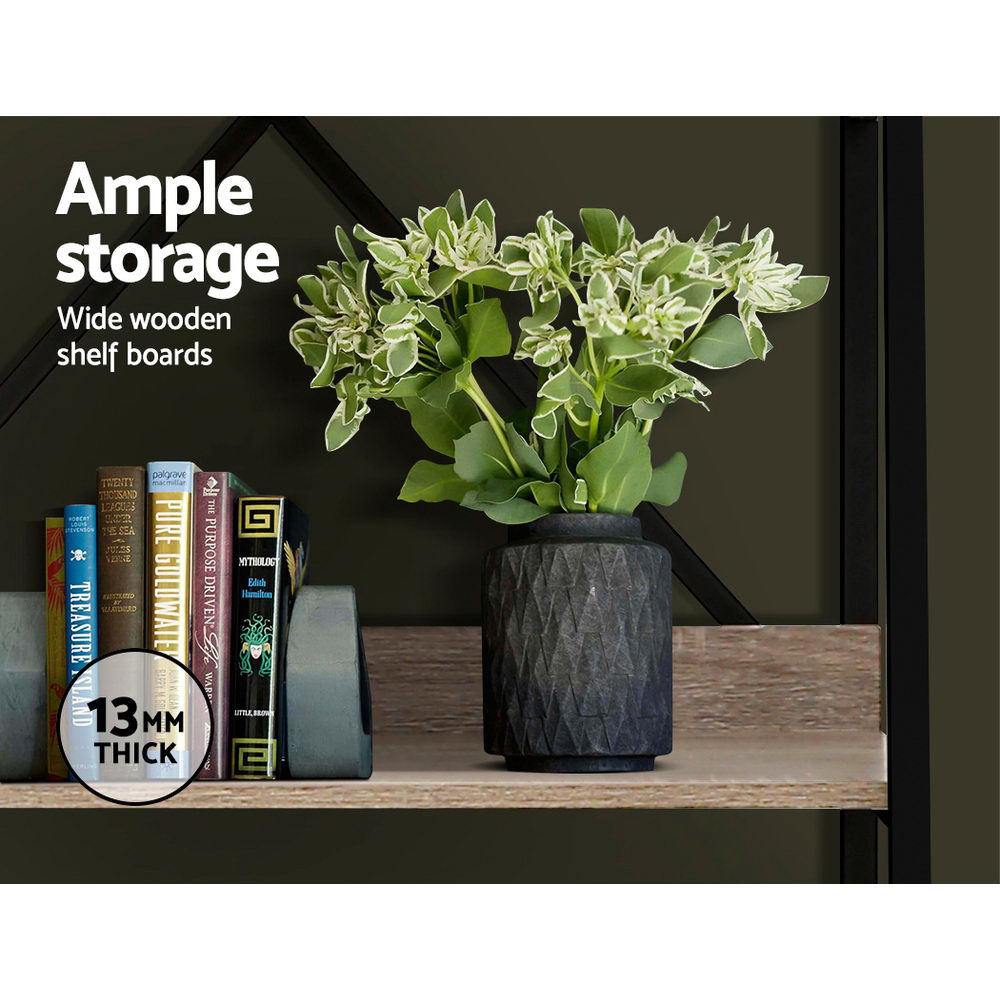 Artiss Bookshelf 5 Tiers - Nor Black And Oak