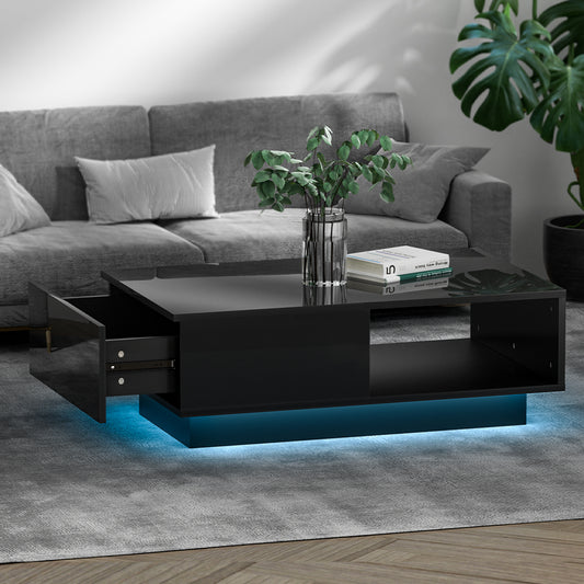 Ianthe LED Lights Coffee Table - Black