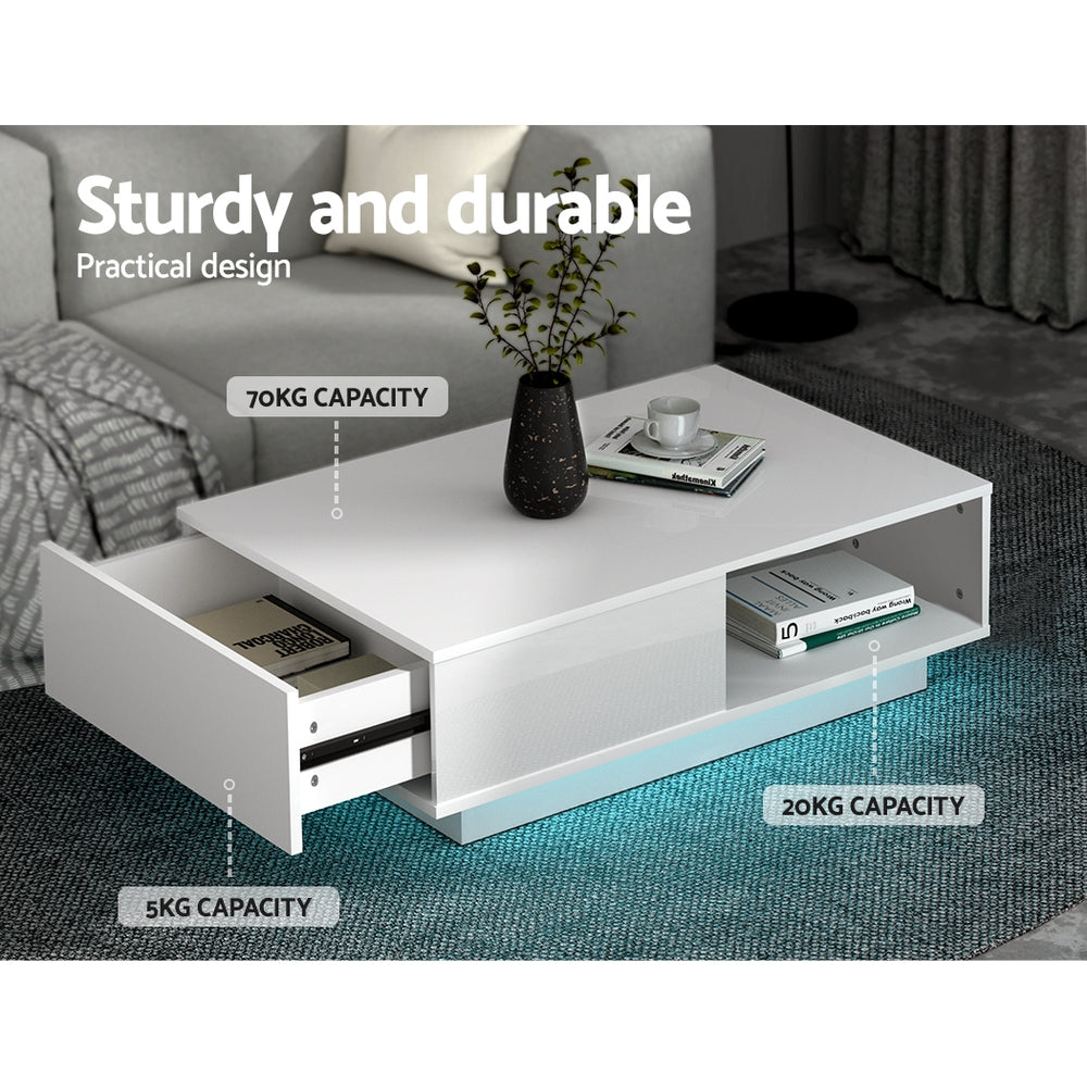 Ianthe LED Lights Coffee Table - White