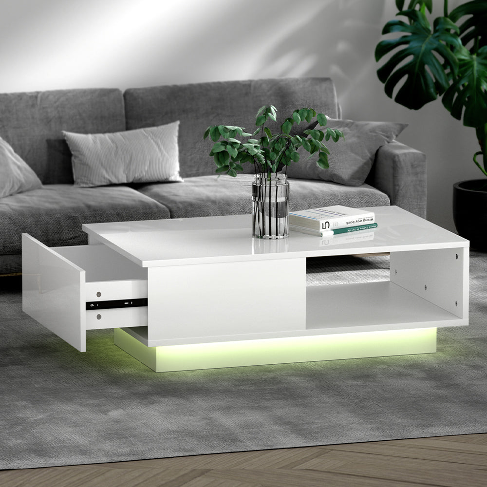 Ianthe LED Lights Coffee Table - White