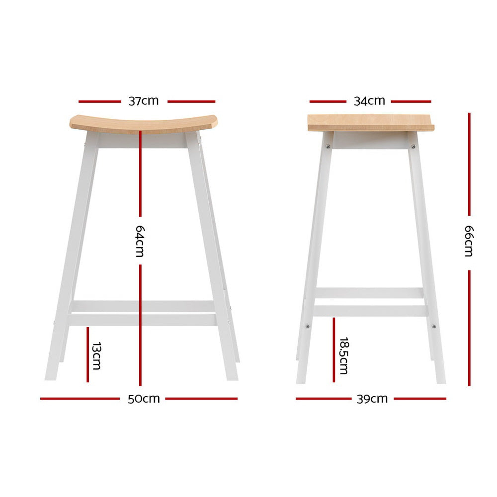Set of 2 Dundee Wooden Bar Stools Bar Stool Dining Chairs Kitchen Barstools - Pine & White