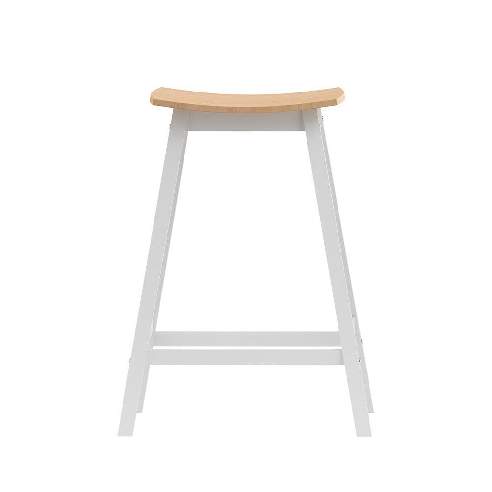 Set of 2 Dundee Wooden Bar Stools Bar Stool Dining Chairs Kitchen Barstools - Pine & White