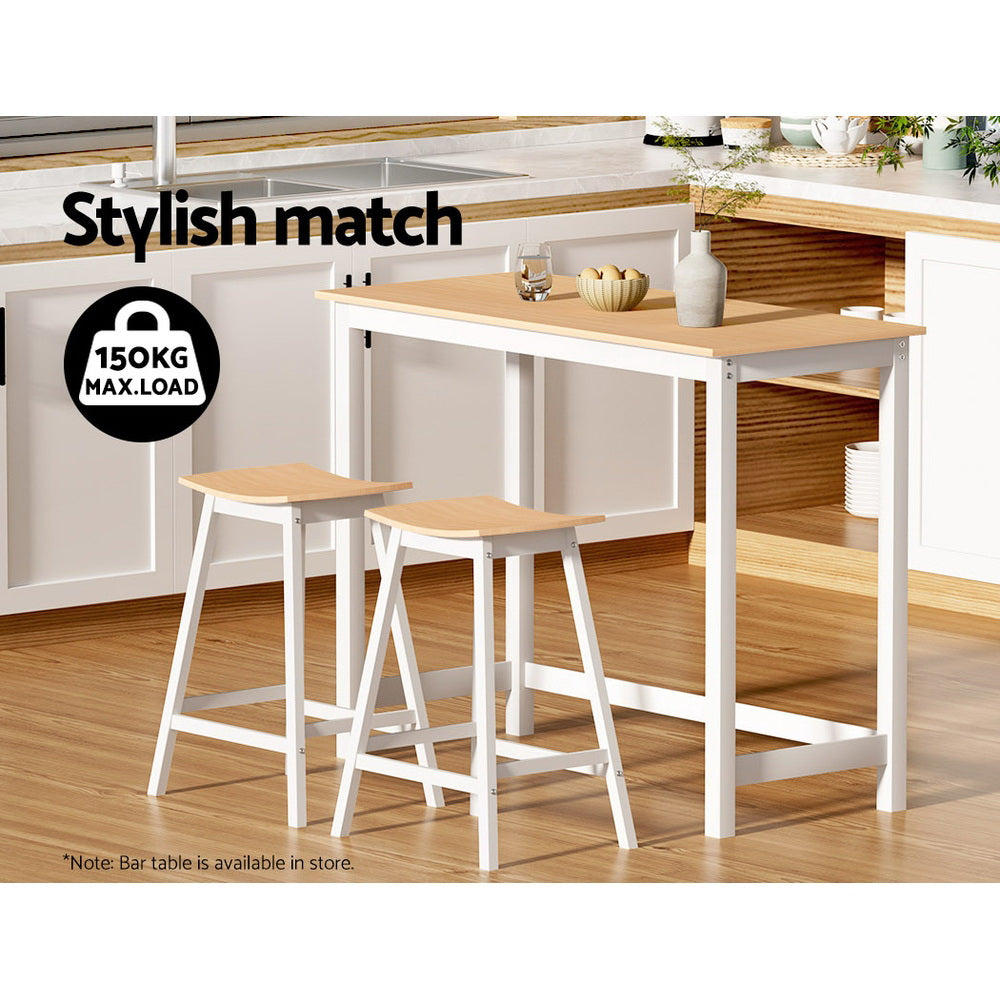 Set of 2 Dundee Wooden Bar Stools Bar Stool Dining Chairs Kitchen Barstools - Pine & White