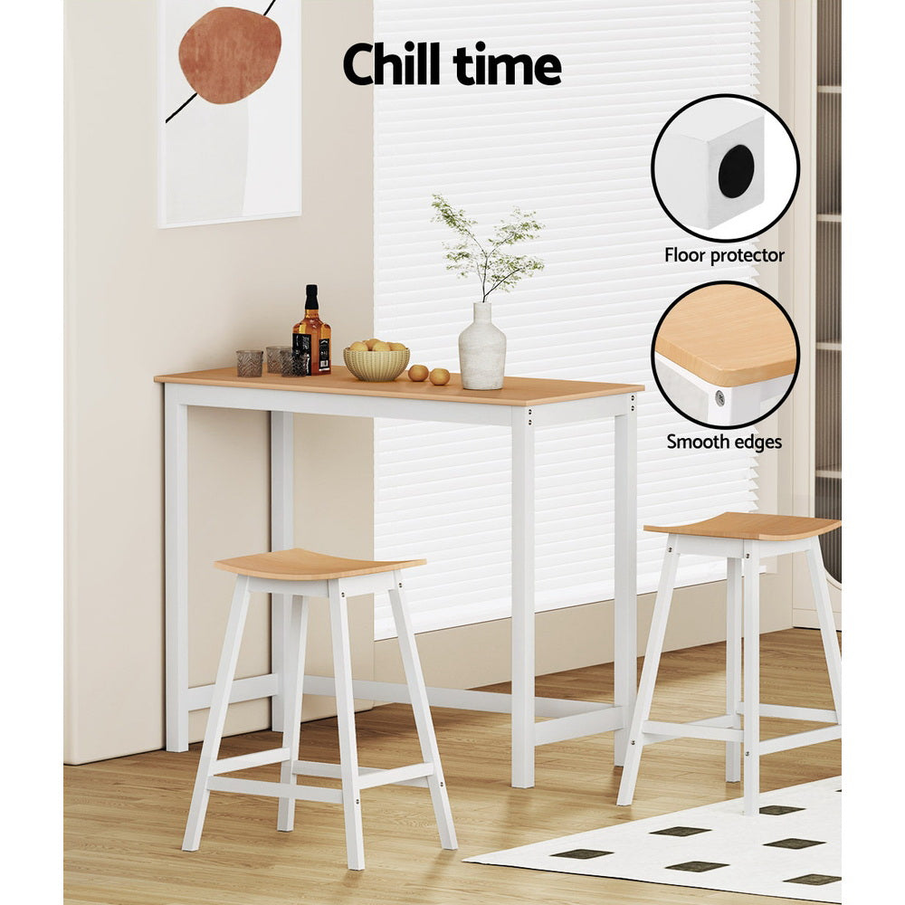 Set of 2 Dundee Wooden Bar Stools Bar Stool Dining Chairs Kitchen Barstools - Pine & White