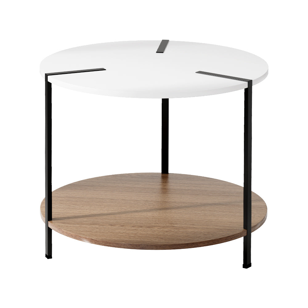 Irida Side End Table Round - White & Wood