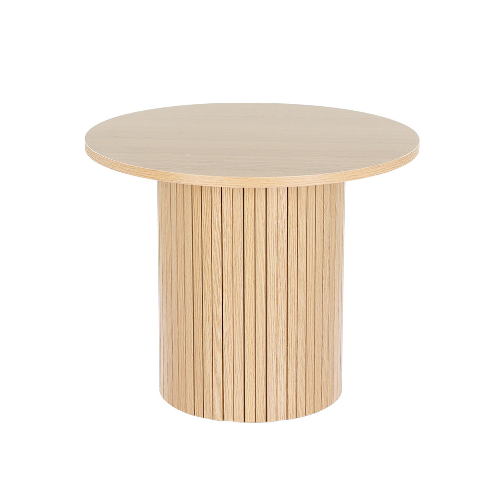 Iasonas Round Side End Table Fluted Base - Wood