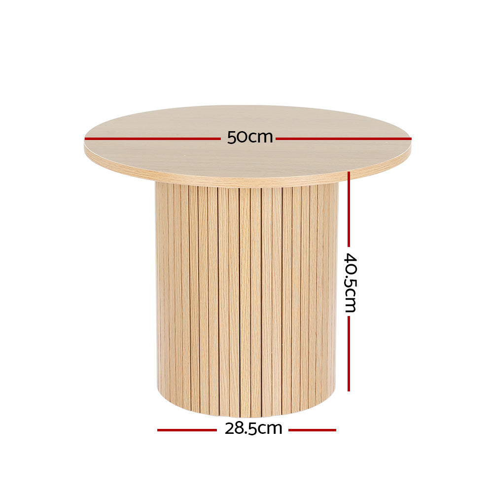 Iasonas Round Side End Table Fluted Base - Wood