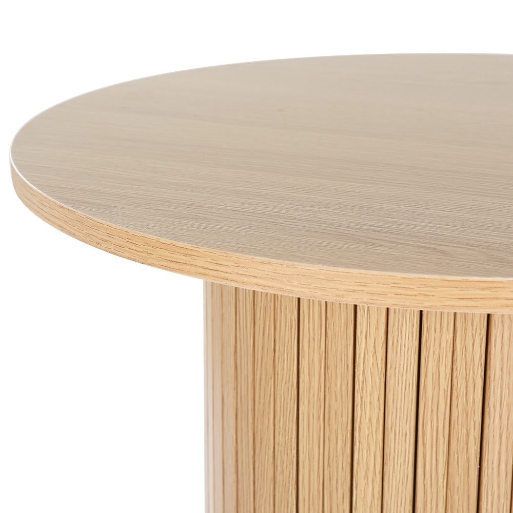 Iasonas Round Side End Table Fluted Base - Wood