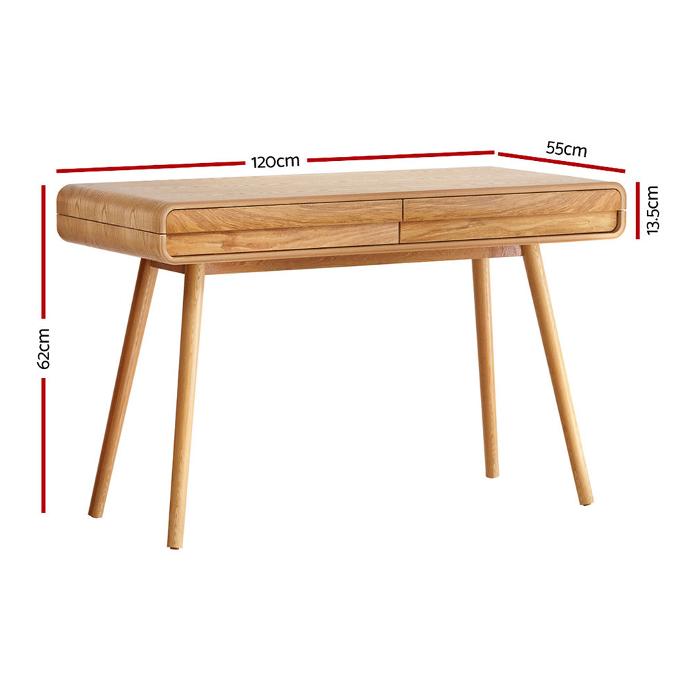 Artiss Computer Desk Drawer Natural Wood 100cm