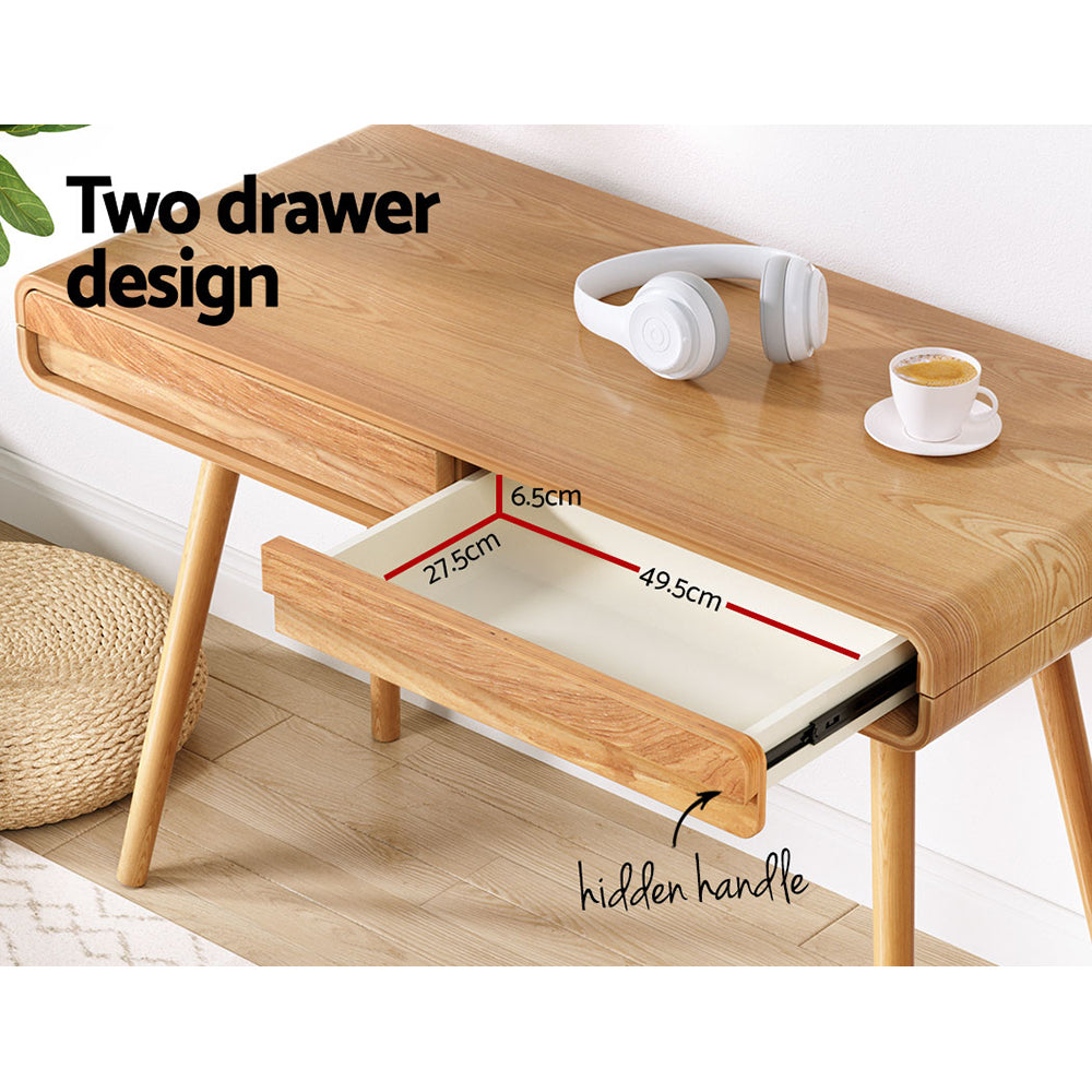 Artiss Computer Desk Drawer Natural Wood 100cm