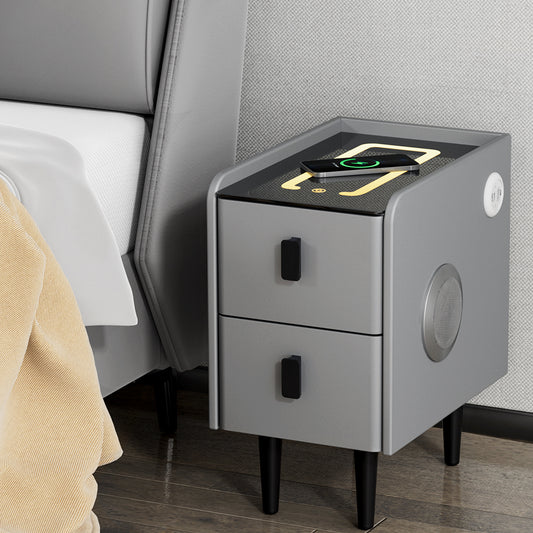 Parksville LED Bedside Tables Smart with Wireless Charging LED Lights with 2 Drawers - Grey