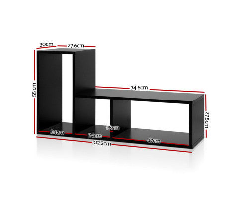 Artiss Bookshelf L Shape DIY - Black