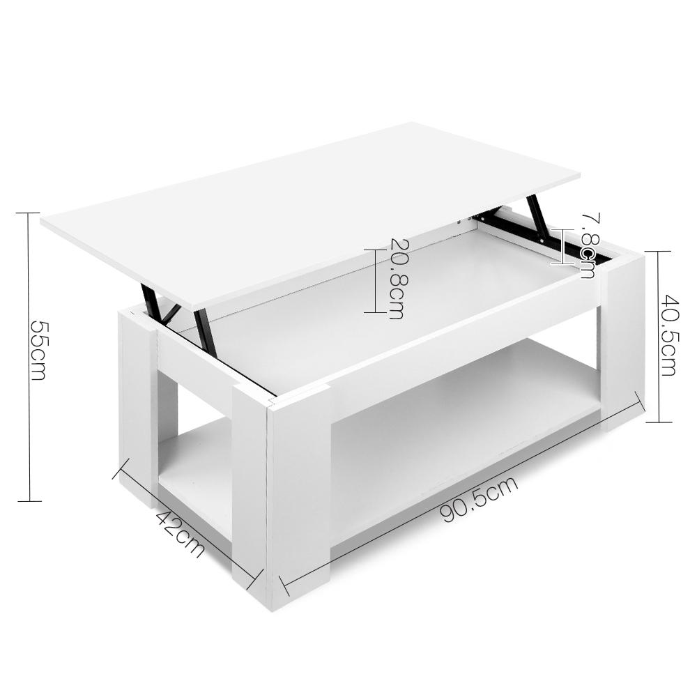 Lift Up Top Mechanical Coffee Table - White