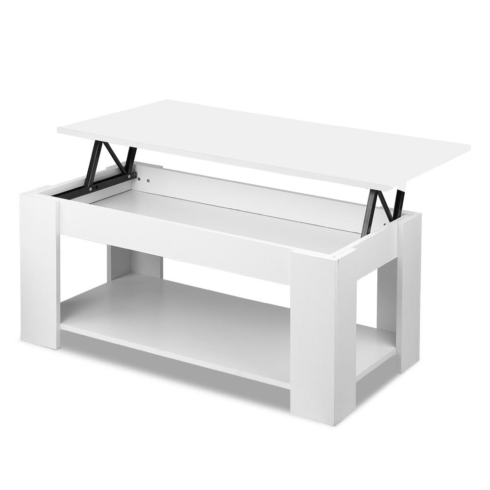 Lift Up Top Mechanical Coffee Table - White