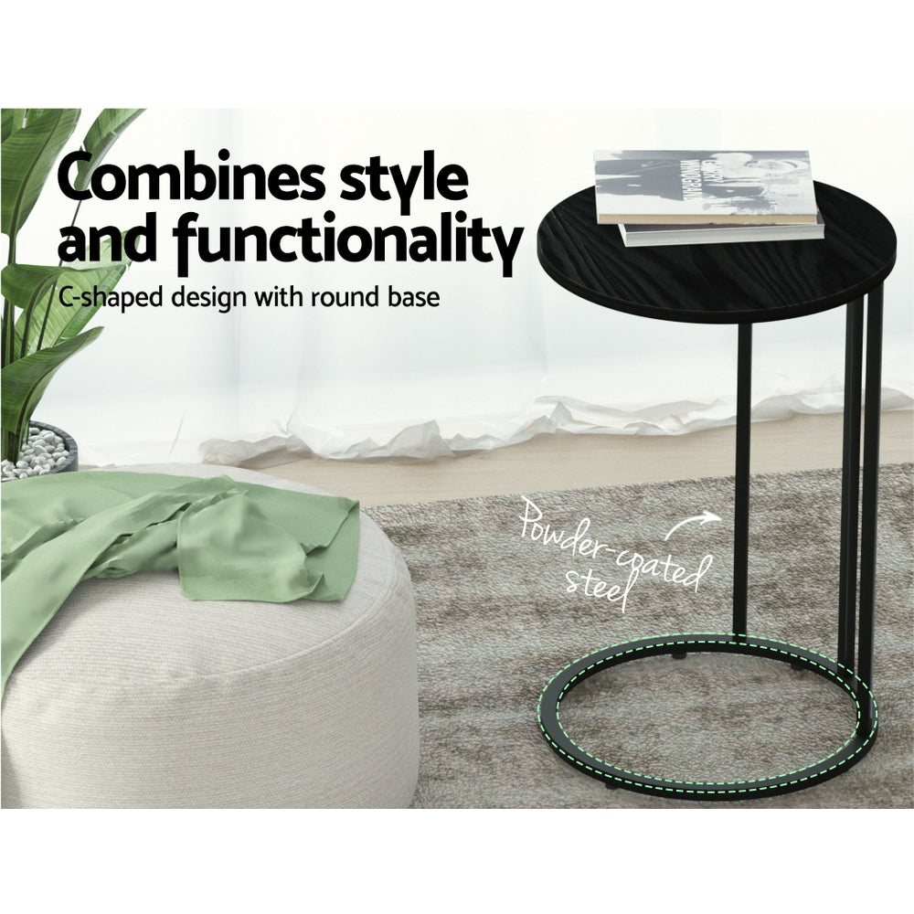 Ixiona Side End Table Round - Black