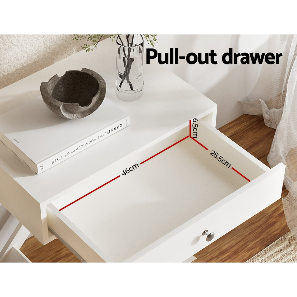 Coquitlam Wooden Bedside Tables Drawers Nightstand Bedroom Storage - White