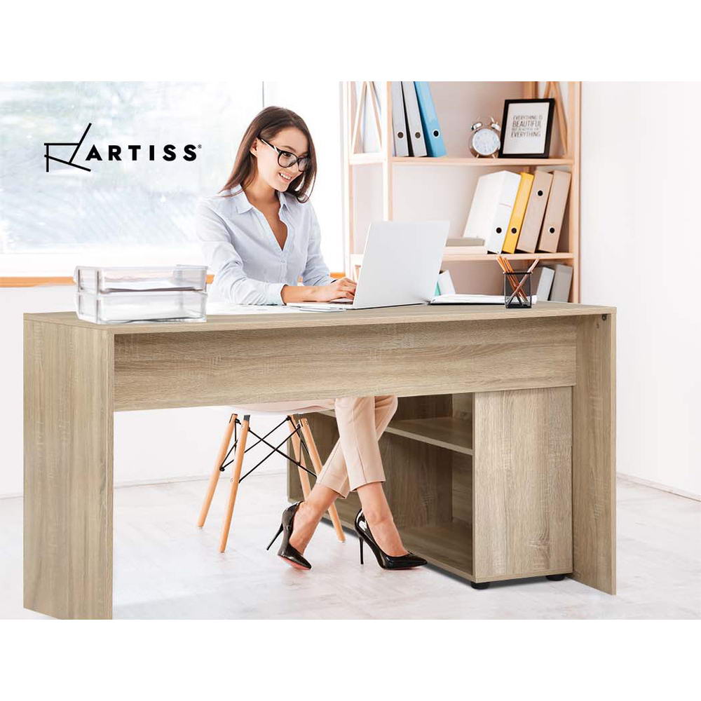 Artiss Computer Desk Bookshelf Oak 130cm