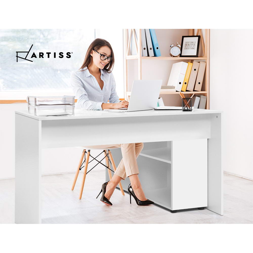 Artiss Computer Desk Bookshelf White 130cm