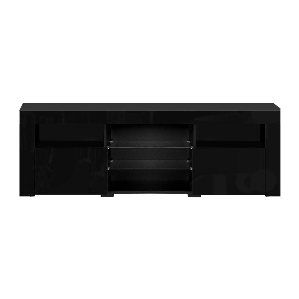 Hanns 160cm TV Cabinet Entertainment Unit Stand RGB LED Gloss Furniture - Black