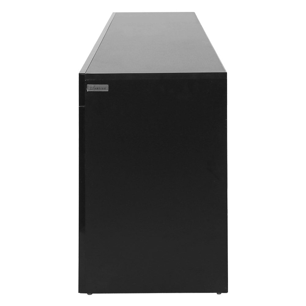 Hanns 180cm TV Cabinet Entertainment Unit Stand RGB LED Gloss 3 Doors - Black